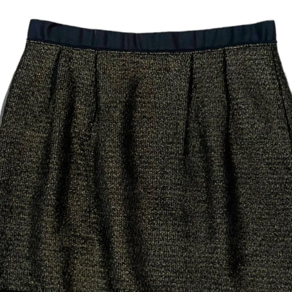 LOFT Ann Taylor Chiffon Overlay Tweed Skirt Size 6 Gold & Black - Picture 3 of 8